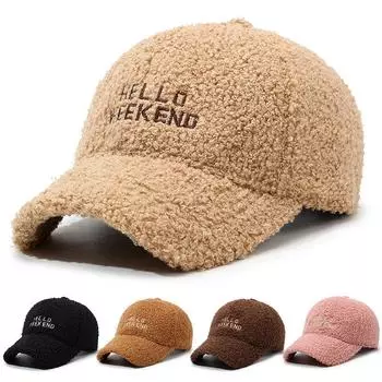 Осенне-зимняя кепка из овечьей шерсти, женская плюшевая кепка, толстая теплая хлопковая кепка, бейсболка чёрный