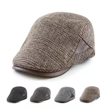 Осенне-зимняя кепка, мужская кепка вперед, сшитая из искусственной кожи, клетчатый берет, фуражка чёрный