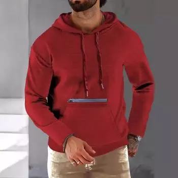 Осенне-зимняя классическая вафельная спортивная одежда на молнии со шнурком для мужчин с капюшоном и толстовки мужские XS красный