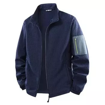 Осенне-зимняя клетчатая флисовая куртка, мужская куртка-кардиган со стойкой, теплая осенне-зимняя куртка L