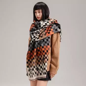 Осенне-зимняя клетчатая камелия модное украшение средний и длинный женский термошарф кондиционер шаль 185*65cm коричневый