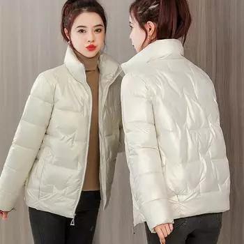 Осенне-зимняя корейская куртка-пуховик с воротником-стойкой, модная женская повседневная хлопковая куртка, стильная хлопковая куртка для поездок на работу XXXXL белый