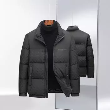 Осенне-зимняя короткая куртка-стойка с утиным пухом, теплая и утолщенная, молодежная повседневная одежда для защиты от холода 170 белый