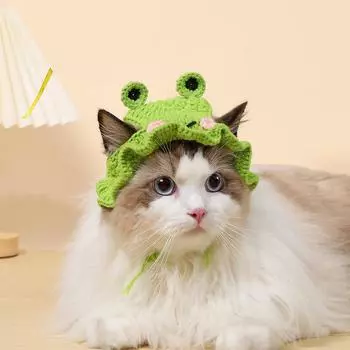 Осенне-зимняя кошачья шляпа, эластичная милая изысканная шапка для домашних животных, вязаная шапка для щенков и котят, вечерние реквизит для фотосессии, украшение, аксессуары для кошек S