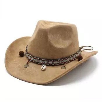 Осенне-зимняя ковбойская шляпа в стиле вестерн, замшевая шляпа-цилиндр для мужчин и женщин, модная универсальная шляпа в стиле джаз M56-59cm