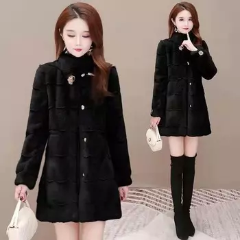 Осенне-зимняя куртка больших размеров для женщин, свободная, средней длины, с утолщенным воротником-стойкой, повседневная, удобная, теплая, кардиган, верхняя одежда 2XL