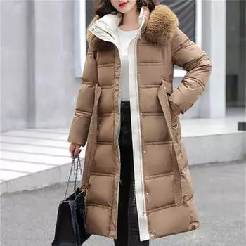 Осенне-зимняя куртка больших размеров для женщин средней длины выше колена, утолщенная, с подкладкой, тонкая, приталенная, удобная куртка, теплая верхняя одежда 2XL