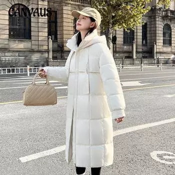 Осенне-зимняя куртка больших размеров из хлопка для женщин, длинная, с воротником-стойкой, с капюшоном, однотонная, утолщенная, теплая, темпераментная, хлопковая одежда M чёрный