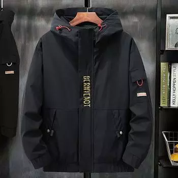 Осенне-зимняя куртка большого размера, свободная трендовая повседневная и тонкая куртка с капюшоном M