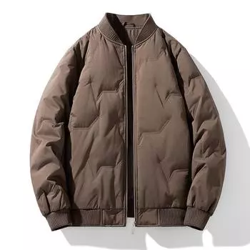 Осенне-зимняя куртка-бомбер, мужская бейсбольная куртка, теплое пальто, уличная одежда с подкладкой, куртка на белом утином пуху, пальто, повседневная верхняя одежда, ветровка M белый