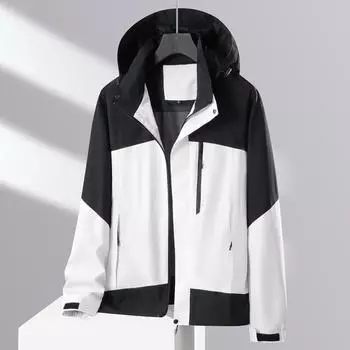 Осенне-зимняя куртка-бомбер с цветными блоками и сеткой, однослойная, с капюшоном, однослойная, повседневная, свободная, для альпинизма L