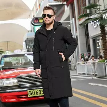 Осенне-зимняя куртка длиной до колена, плотная хлопковая куртка, повседневная куртка из хлопка, устойчивая к холоду, верхнее пальто XXXXXXXXXXL чёрный