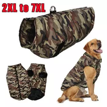 Осенне-зимняя куртка для собак, пальто для маленьких и больших собак, кошек, ветрозащитная одежда для щенков с камуфляжным принтом, одежда для золотистого ретривера, мопса, одежда для домашних животных 5XL