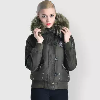Осенне-зимняя куртка для женщин на молнии с меховым воротником женская мотоциклетная куртка пальто S армия зеленый