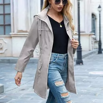 Осенне-зимняя куртка-дождевик с капюшоном и застежкой-молнией для женщин, куртка для альпинизма на открытом воздухе S серый