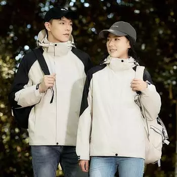 Осенне-зимняя куртка Индивидуальная куртка для альпинизма «три в одном» с бархатной подкладкой Ветрозащитная, водонепроницаемая, теплая и износостойкая рабочая одежда M