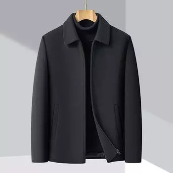 Осенне-зимняя куртка из 100% шерсти для мужчин среднего и пожилого возраста, повседневное короткое пальто для папы, пальто с лацканами для государственных служащих 170