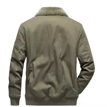 Осенне-зимняя куртка из чистого хлопка для инструмента, мужская утолщенная куртка из овечьей шерсти для людей среднего возраста с хлопковой подкладкой, мужская флисовая термокуртка M хаки