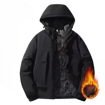 Осенне-зимняя куртка из графена, флисовое утолщенное теплое хлопковое пальто, мужское ветрозащитное водонепроницаемое свободное пальто S белый