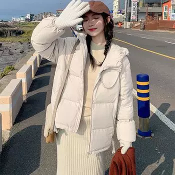 Осенне-зимняя куртка из хлопка, женская куртка из хлопка с капюшоном, свободная теплая куртка из хлопка, модная женская повседневная куртка из хлопка XXL белый