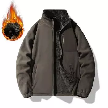 Осенне-зимняя куртка из овечьей шерсти, модная мужская куртка из овечьей шерсти с воротником-стойкой M