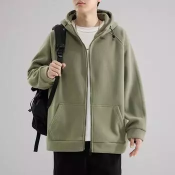 Осенне-зимняя куртка из плотного флиса, мужской теплый кардиган с капюшоном, мужской трендовый свободный повседневный топ M