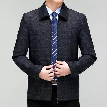 Осенне-зимняя куртка из толстой шерсти для мужчин среднего возраста, деловая куртка для мужчин, клетчатая куртка с лацканами для пап 170