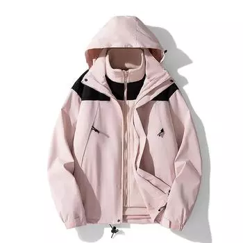 Осенне-зимняя куртка, комплект из двух предметов, три в одном, съемная мужская и женская, одинаковая спортивная теплая трендовая куртка с капюшоном XS
