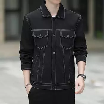 Осенне-зимняя куртка Мужская модная тенденция Мужская куртка Куртка с лацканами большого размера Утолщенная куртка для мужчин среднего возраста и молодежи L