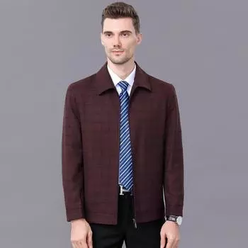 Осенне-зимняя куртка мужская среднего и пожилого возраста, шерстяная тонкая верхняя часть, повседневная свободная куртка с лацканами 170