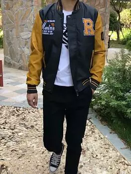 Осенне-зимняя куртка, мужские бейсбольные куртки с вышивкой, пальто из искусственной кожи, облегающие мужские роскошные флисовые кожаные куртки для колледжа M