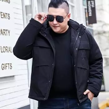 Осенне-зимняя куртка на утином пуху, модная мужская одежда, плотная хлопковая куртка, короткая повседневная хлопковая куртка, мужская одежда XXXXXXXXXXL чёрный