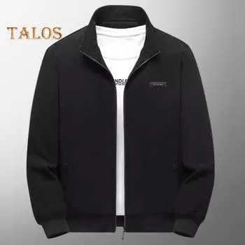 Осенне-зимняя куртка, пальто с воротником-стойкой, длинными рукавами, бархатной подкладкой, застежкой-молнией, карманами, однотонная повседневная верхняя одежда M чёрный