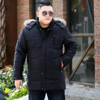 Осенне-зимняя куртка-пуховик, мужская куртка из хлопка больших размеров, хлопковая куртка средней и большой длины, толстый внешний слой, повседневная теплая куртка XXXXXXXXXXL чёрный