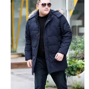 Осенне-зимняя куртка-пуховик, мужская куртка из хлопка больших размеров, хлопковая куртка средней и большой длины, толстый внешний слой, повседневная теплая куртка S чёрный