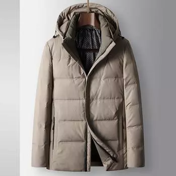 Осенне-зимняя куртка-пуховик с капюшоном, теплая, молодежная, деловая, утолщенная, морозостойкая, модная 170 чёрный