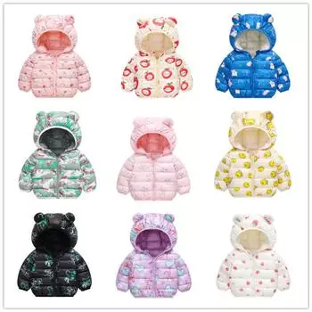 Осенне-зимняя куртка с героями мультфильмов Детская одежда из хлопка для мальчиков и девочек Одежда из хлопка для детей 2-6 лет Легкая детская куртка 90cm