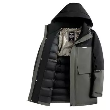 Осенне-зимняя куртка с капюшоном 90% белого утиного пуха для людей среднего возраста и молодежи, теплая утолщенная пуховая куртка для улицы в холодную погоду 170 чёрный