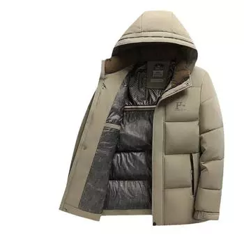 Осенне-зимняя куртка с капюшоном для среднего возраста в деловом стиле, утепленная, с хлопковой подкладкой L чёрный