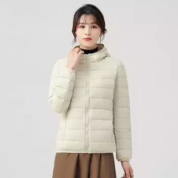 Осенне-зимняя куртка с капюшоном для женщин с 90% белого утиного пуха, легкая и теплая повседневная и универсальная куртка S
