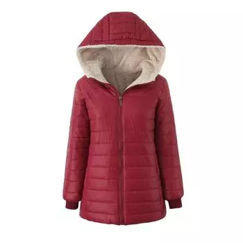 Осенне-зимняя куртка средней длины с капюшоном и хлопковой подкладкой, женская теплая куртка из овечьего флиса с хлопковой подкладкой, плюс флисовая куртка сверху XXXL чёрный