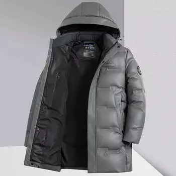 Осенне-зимняя куртка средней и длинной длины из белого утиного пуха, теплая и утолщенная, для молодежи 170 чёрный