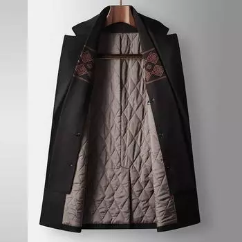 Осенне-зимняя куртка средней и длинной длины с воротником-шарфом, молодежная деловая, из шелка Mulberry, утолщенная, повседневная 170 чёрный