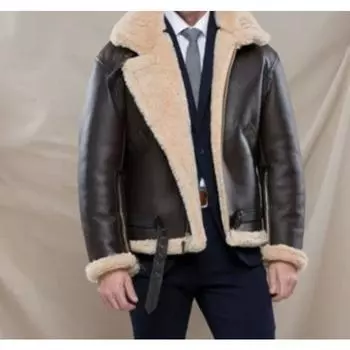 Осенне-зимняя летная куртка на молнии с поясом для отдыха, кожаное пальто S