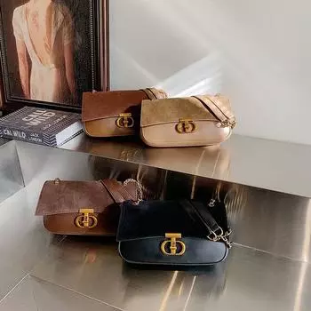 Осенне-зимняя маленькая сумка Mailard в стиле ретро, новинка 2023, модная женская сумка с цепочкой, маленькая квадратная сумка, матовая текстурированная сумка через плечо