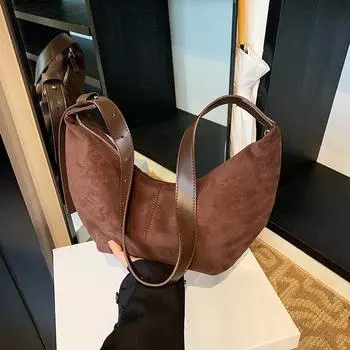 Осенне-зимняя матовая сумка-мессенджер в стиле ретро, вместительная, женская, повседневная, универсальная, на одно плечо, сумка-пельмень 40*4*20 коричневый