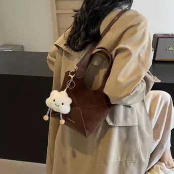 Осенне-зимняя матовая сумка-ведро 2024 года, новая модная сумка через плечо простого дизайна, универсальная сумка-мессенджер высокого класса чёрный