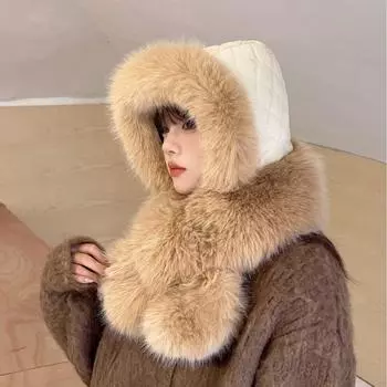 Осенне-зимняя милая плюшевая шапка женская плюшевая новая вязаная шапка универсальная теплая ухозащитная утолщенная модная one size fits all хаки