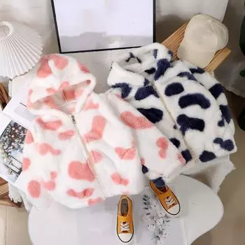 Осенне-зимняя милая теплая стеганая куртка средней длины на молнии с капюшоном для девочек 130