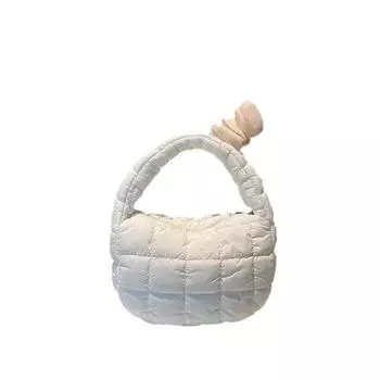 Осенне-зимняя мини-сумочка-облако, версия из хлопка, подмышечная сумка, эластичная сумка-пузырь белый